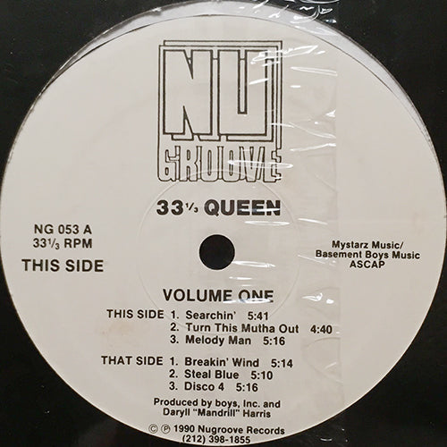 33 1/3 QUEEN // VOLUME ONE (EP) inc. SEARCHIN' / TURN THIS MUTHA OUT / MELODY MAN / BREAKIN' WIND / STEAL BLUE / DISCO 4
