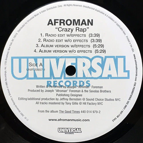 AFROMAN // CRAZY RAP (6VER) / TALL CANS