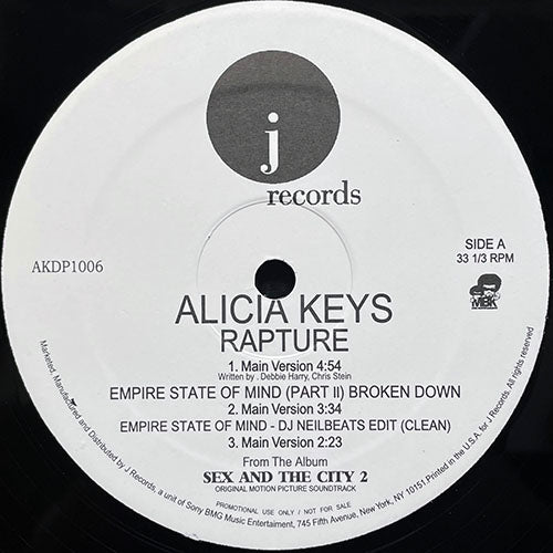 ALICIA KEYS // RAPTURE / EMPIRE STATE OF MIND (PART II & REMIX) / UN-THINKABLE (2VER) / ALMOST THERE