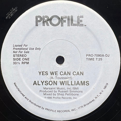 ALYSON WILLIAMS // YES WE CAN CAN (7:25) / (DUB VERSION) (6:25)