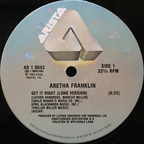 ARETHA FRANKLIN // GET IT RIGHT (6:22) / (INSTRUMENTAL VERSION) (6:31)