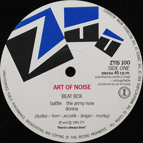 ART OF NOISE // BEAT BOX / MOMENTS IN LOVE / BATTLE / THE ARMY NOW / DONNA / BRIGHT NOISE / FLESH IN ARMOUR / COMES AND GOES