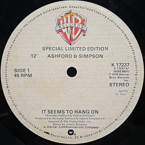 ASHFORD & SIMPSON // IT SEEMS TO HANG ON / TOO BAD