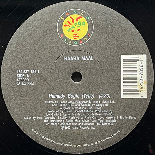 BAABA MAAL // HAMADY BOGLE (YELL) (4:33/4:32) / (UK LP VERSION) (4:41)