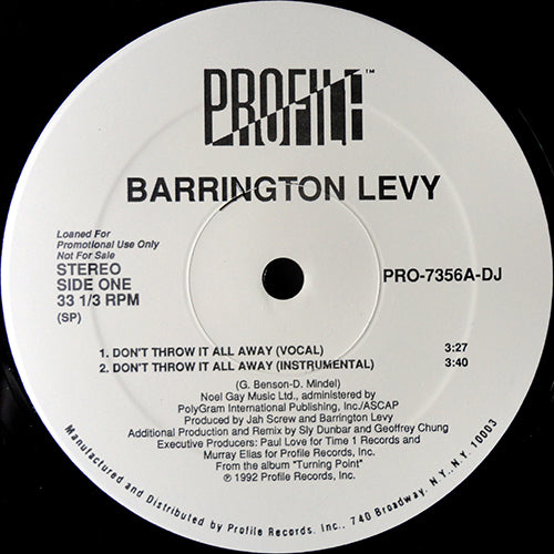 BARRINGTON LEVY // DON'T THROW IT ALL AWAY (2VER) / SOMETHING IN MY HEART (2VER)