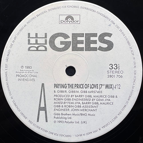 BEE GEES // PAYING THE PRICE OF LOVE (7" MIX) (4:12) / (KC MIX) (6:14)