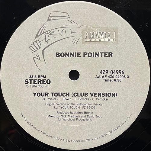 BONNIE POINTER // YOUR TOUCH (CLUB VERSION) (6:36) / (DUB VERSION) (5:22)