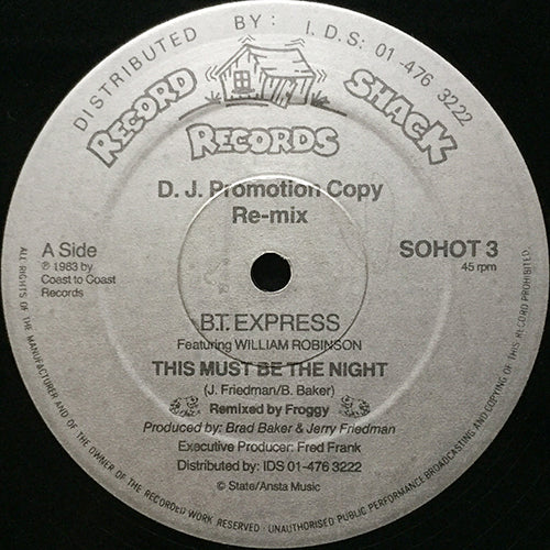 B.T. EXPRESS feat. WILLIAM ROBINSON // THIS MUST BE THE NIGHT (REMIX) (VOCAL/INST)
