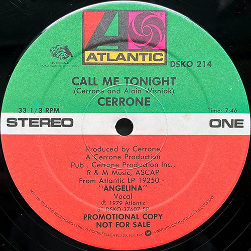 CERRONE / KONGAS // CALL ME TONIGHT (7:46) / GIVE ME LOVE (6:45)