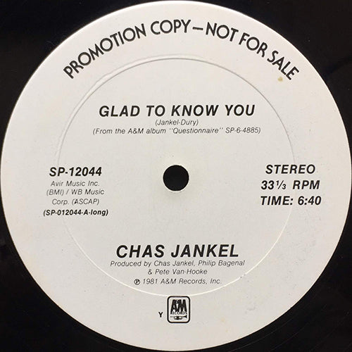 CHAS JANKEL // GLAD TO KNOW YOU (6:40) / 3,000,000 SYNTHS (6:27)