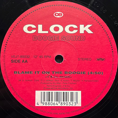 CLOCK // BLAME IT ON THE BOOGIE (Y & CO REMIX) (4:50) / PRIVATE EYES (B4 ZA BEAT REMIX) (4:40)