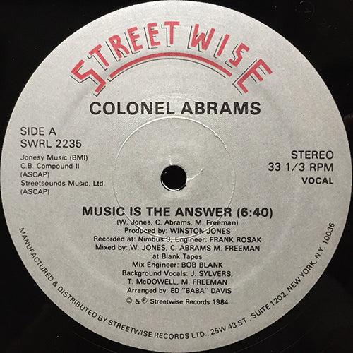 COLONEL ABRAMS // MUSIC IS THE ANSWER (6:40) / DUB (6:24) / LEAVE THE MESSAGE BEHIND THE DOOR (5:47)