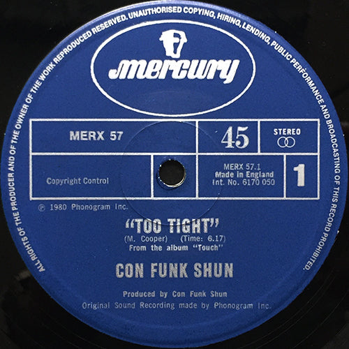 CON FUNK SHUN // TOO TIGHT (6:17) / PLAY WIDIT (4:18)
