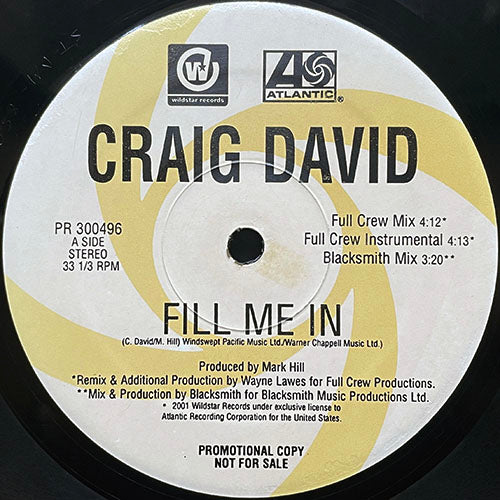 CRAIG DAVID // FILL ME IN (6VER)
