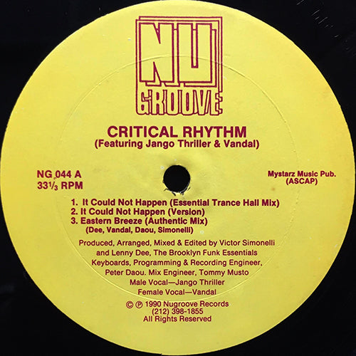 CRITICAL RHYTHM feat. JANGO THRILLER & VANDAL // IT COULD NOT HAPPEN (2VER) / EASTERN BREEZE / FALL INTO A TRANCE (2VER)