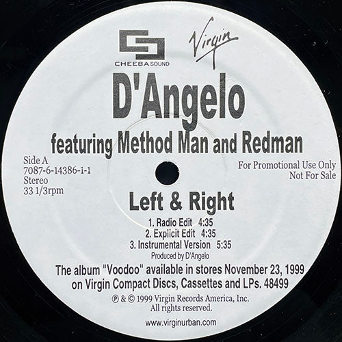 未使用 D'Angelo – Left & Right / レコード D'ANGELO feat. METHOD MAN & REDMAN // LEFT & RIGHT (5VER