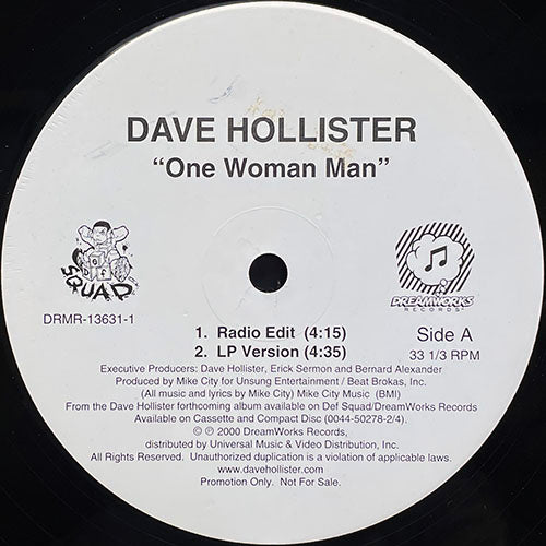 DAVE HOLLISTER // ONE WOMAN MAN (4VER)