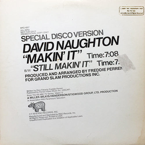 DAVID NAUGHTON // MAKIN' IT (7:08) / STILL MAKIN' IT (7:08)