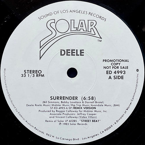 DEELE // SURRENDER (REMIX VERSION) (6:58) / (ORIGINAL) (4:18) / CRAZY BOUT CHA (4:36)