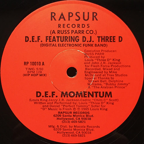 D.E.F. feat. D.J. THREE D. (DIGITAL ELECTRIC FUNK BAND) // D.E.F. MOMENTUM (5:50) / INST (5:17)