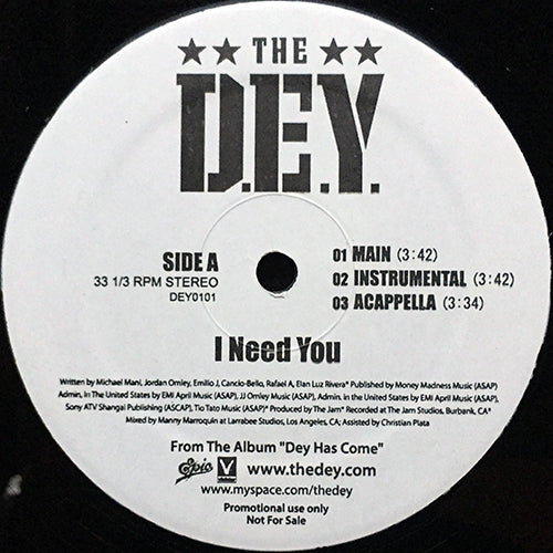 D.E.Y. // I NEED YOU (3VER) / AND I MISS YOU (2VER)