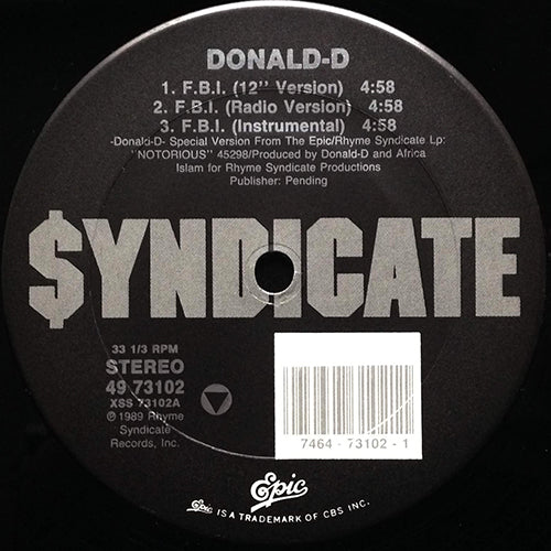 DONALD-D // F.B.I. (4VER) / SYNDICATE POSSE (2VER)
