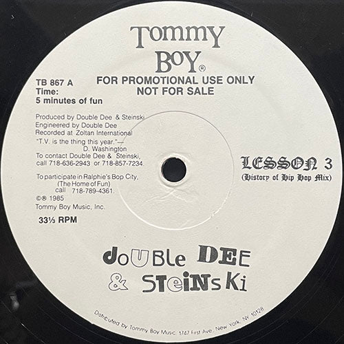 DOUBLE DEE & STEINSKI // LESSON 3 (HISTORY OF HIP HOP MIX) / THE PAYOFF MIX (MASTERMIX OF G.L.O.B.E. & WHIZ KID'S "PLAY THAT BEAT MR .D.J.") / LESSON 2 (JAMES BROWN MIX)