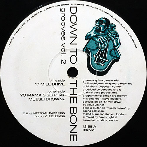 DOWN TO THE BONE // GROOVES VOL. 2 (EP) inc. 17 MILE DRIVE / YO MAMA'S / MUESLI BROWN