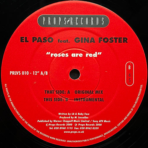 EL PASO feat. GINA FOSTER // ROSES ARE RED (ORIGINAL MIX) / (INSTRUMENTAL)