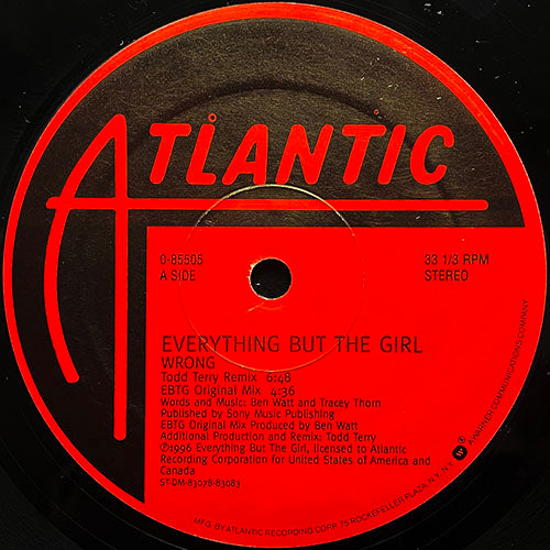 EVERYTHING BUT THE GIRL // WRONG (TODD TERRY & DEEP DISH REMIX) (3VER)