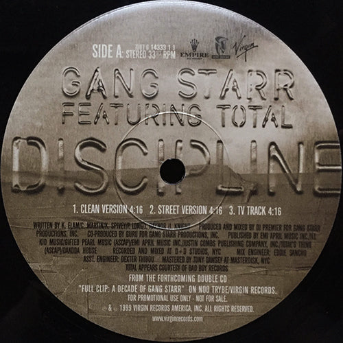 GANG STARR feat. TOTAL // DISCIPLINE (3VER) / JUST TO GET A REP (3VER)