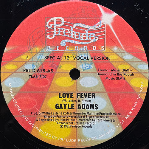 GAYLE ADAMS // LOVE FEVER (7:07) / INST (6:29)
