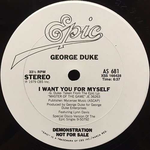 GEORGE DUKE // I WANT YOU FOR MYSELF (6:37) / PARTY DOWN (3:09)