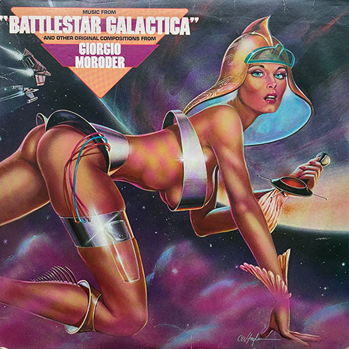 GIORGIO MORODER // MUSIC FROM BATTLESTAR GALACTICA (LP) inc. EVOLUTION / THEME FROM BATTLESTAR GALACTICA / DESTRUCTION OF PEACE / TRANSMITTER PART 1&2 / ADAMA'S THEME / IT'S LOVE, LOVE, LOVE / EXPLORATION