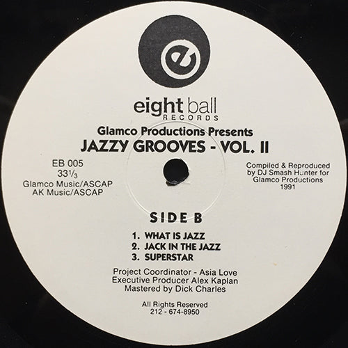 GLAMCO PRODUCTIONS // JAZZY GROOVES VOL. II (EP) inc. WHAT IS JAZZ / JACK IN THE JAZZ / SUPERSTAR / HUH / ZAZOU / GET FUNKY
