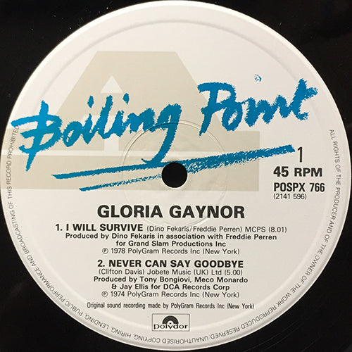 GLORIA GAYNOR // I WILL SURVIVE (8:01) / NEVER CAN SAY GOODBYE (5:00) / HONEY BEE (6:00) / REACH OUT (I'LL BE THERE) (6:14)