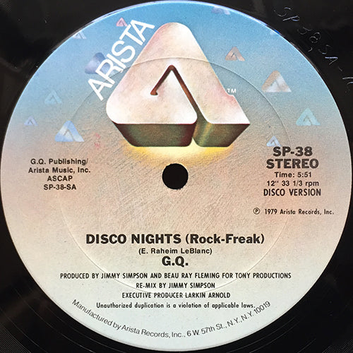 G.Q. // DISCO NIGHTS (ROCK-FREAK) (5:51) / BOOGIE OOGIE OOGIE (5:15)