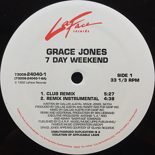 GRACE JONES // 7 DAY WEEKEND (4VER)