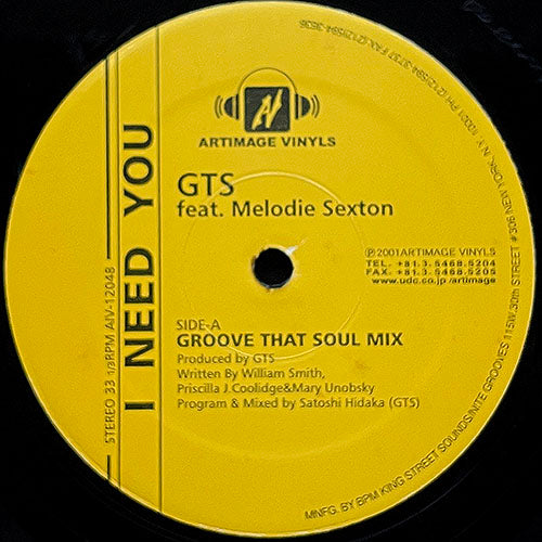 GTS feat. MELODIE SEXTON // I NEED YOU (GROOVE THAT SOUL MIX) / I STILL BELIEVE (TURBO'S 2001 CULB MIX)