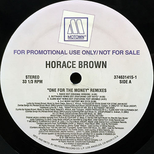 HORACE BROWN feat. FOXY BROWN / LOST BOYZ // ONE FOR THE MONEY (CLARK KENT, BUTTNAKED & C&C MUSIC FACTORY REMIX) (8VER)