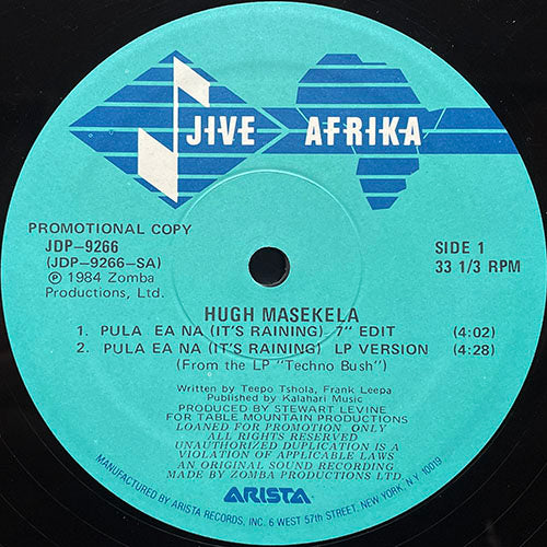 HUGH MASEKELA // PULA EA NA (IT'S RAINING) (4:02/4:28) / THE LION NEVER SLEEPS / ISHIKHOKHIYANA / GRAZING IN THE GRASS