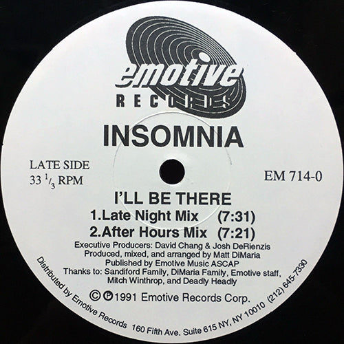 INSOMNIA // I'LL BE THERE (2VER) / THE BOTTLE '91 / ASSAULT
