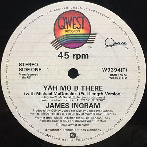 JAMES INGRAM with MICHAEL McDONALD // YAH MO B THERE (FULL LENGTH VERSION) / COME A DA MACHINE