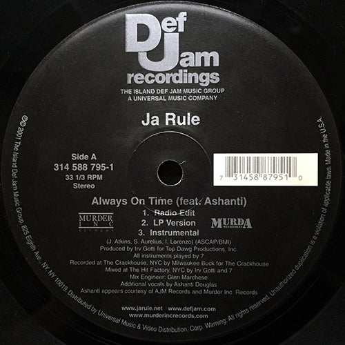 JA RULE feat. ASHANTI // ALWAYS ON TIME (3VER) / WORLDWIDE GANGSTA (3VER)