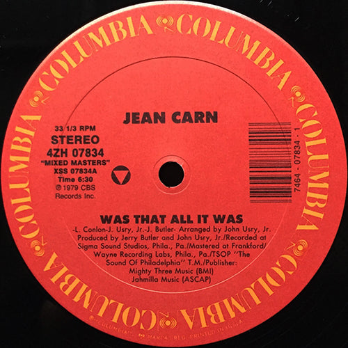 JEAN CARN / DEE DEE SHARP GAMBLE // WAS THAT ALL IT WAS (6:30) / BREAKING AND ENTERING (6:59)