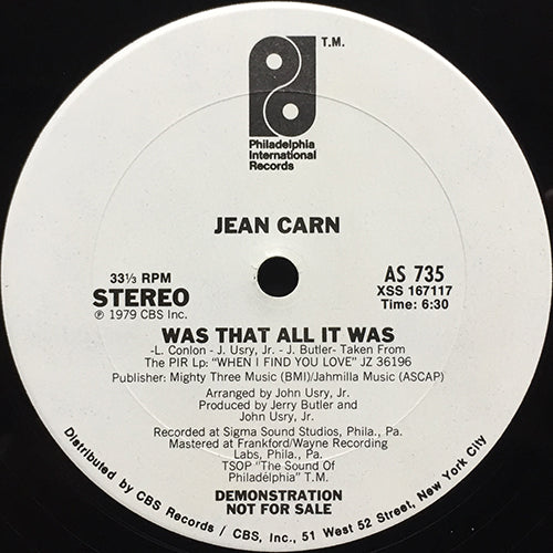 JEAN CARN // WAS THAT ALL IT WAS (6:30) / WHAT'S ON YOUR MIND (5:45)