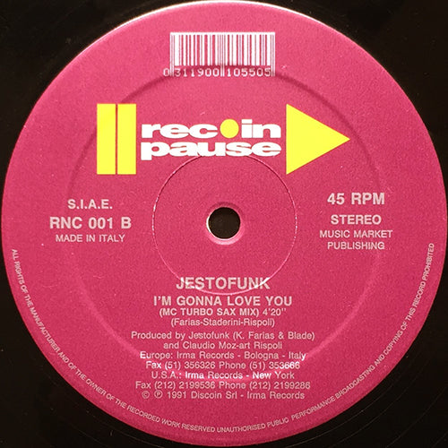JESTOFUNK // I'M GONNA LOVE YOU (CLUB MIX) (5:35) / (MC TURBO SAX MIX) (4:20)