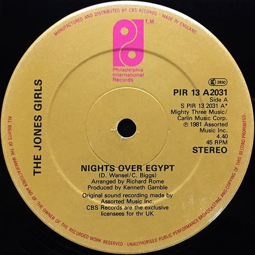 JONES GIRLS // NIGHTS OVER EGYPT (4:40) / LOVE DON'T EVER SAY GOODBYE (4:38)