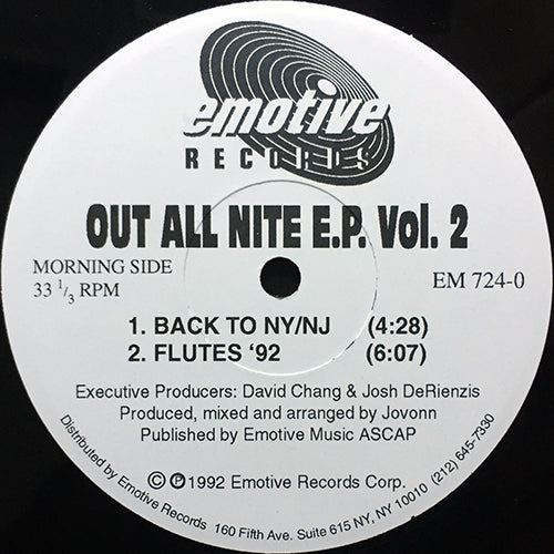 JOVONN // OUT ALL NITE (EP) VOL. 2 inc. LET ME HEAR YA STOMP / NEED, WANT, GOT 2 HAVE / BACK TO NY/NJ / FLUTES '92