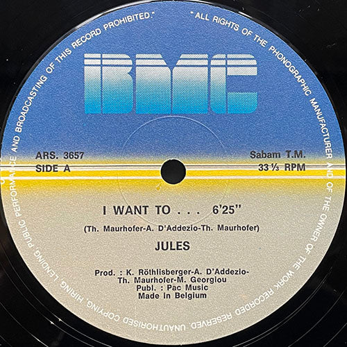 JULES // I WANT TO... (6:25) / (INSTRUMENTAL) (6:25)